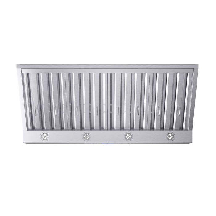 Forno Palazzo 48" Wall Mounted Range Hood Stainless Steel Heavy-Duty Baffle Filters & Remote Control FORNO