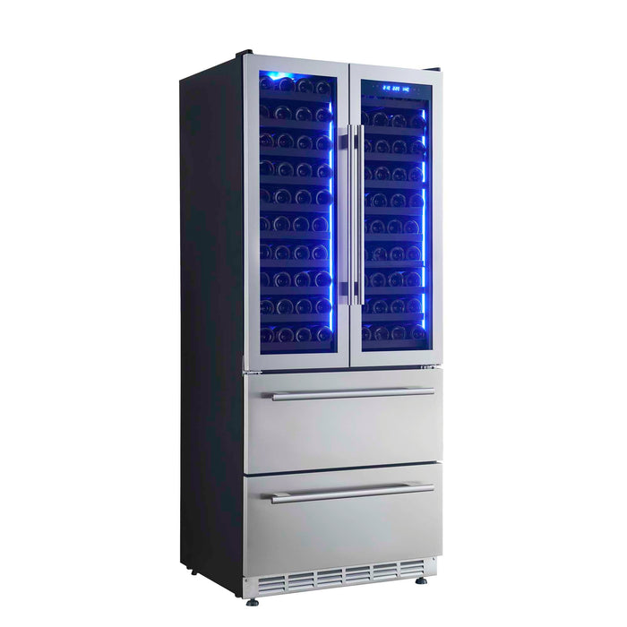 Forno Campania 32" Wine Cooler Stainless Steel, Dual Wine Zones, 2 Beverage Drawers, 17.7 cu.ft. FORNO