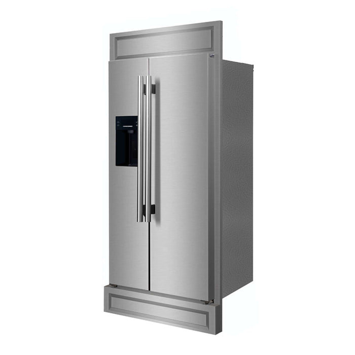 Forno Salerno 36" Built-in Stainless-Steel Refrigerator 20 cu. ft with Modern Decorative Grill - 40" Wide FORNO