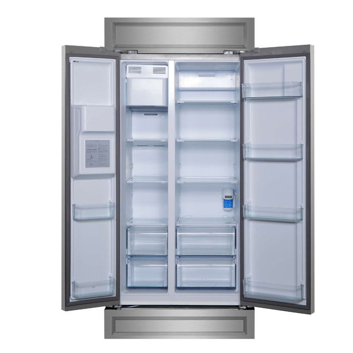 Forno Salerno 36" Built-in Stainless-Steel Refrigerator 20 cu. ft with Modern Decorative Grill - 40" Wide FORNO