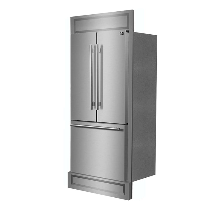 Forno Gallipoli 30" French Door Refrigerator, 17.5 cu.ft. Capacity & Modern Decorative Grill - 34" Wide FORNO