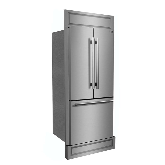 Forno Gallipoli 30" French Door Refrigerator, 17.5 cu.ft. Capacity & Modern Decorative Grill - 34" Wide FORNO