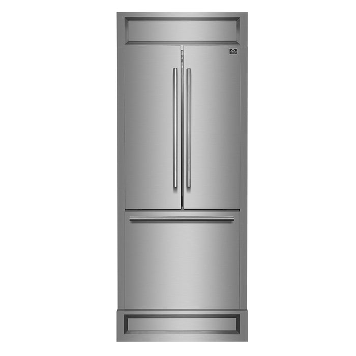 Forno Gallipoli 30" French Door Refrigerator, 17.5 cu.ft. Capacity & Modern Decorative Grill - 34" Wide FORNO