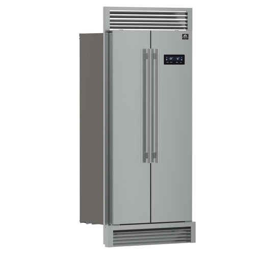 Forno Salerno 33" Built-in Stainless Steel Refrigerator 15.6 cu. ft - With Decorative Grill - 37" Wide FORNO