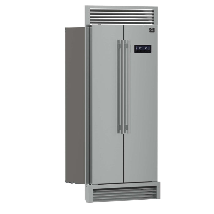 Forno Salerno 33" Built-in Stainless Steel Refrigerator 15.6 cu. ft - With Decorative Grill - 37" Wide FORNO