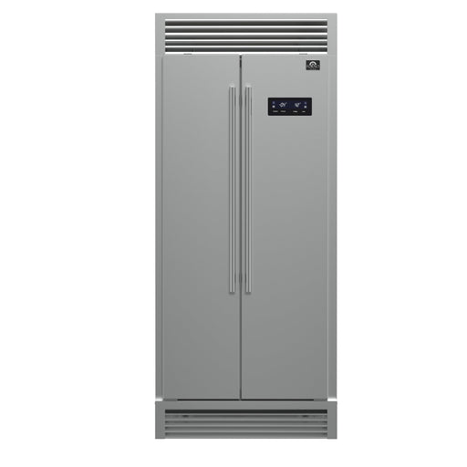 Forno Salerno 33" Built-in Stainless Steel Refrigerator 15.6 cu. ft - With Decorative Grill - 37" Wide FORNO