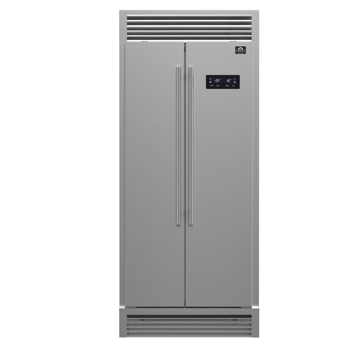 Forno Salerno 33" Built-in Stainless Steel Refrigerator 15.6 cu. ft - With Decorative Grill - 37" Wide FORNO