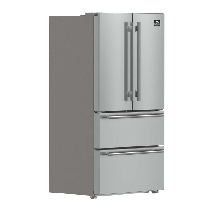 Forno Moena 36" French Door 19.2 cu. ft Stainless Steel Refrigerator with Factory Installed Ice-maker FORNO