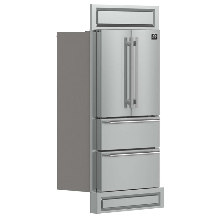 Forno Moena 36" French Door 19.2 cu. ft Stainless Steel Refrigerator, with Modern Decorative Grill - 40" Wide FORNO