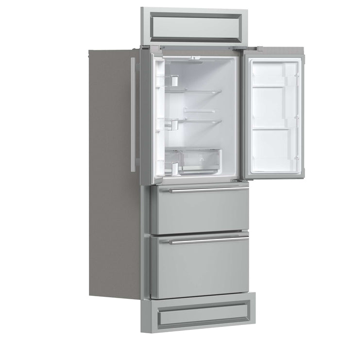 Forno Moena 36" French Door 19.2 cu. ft Stainless Steel Refrigerator, with Modern Decorative Grill - 40" Wide FORNO