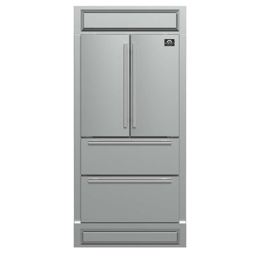 Forno Moena 36" French Door 19.2 cu. ft Stainless Steel Refrigerator, with Modern Decorative Grill - 40" Wide FORNO
