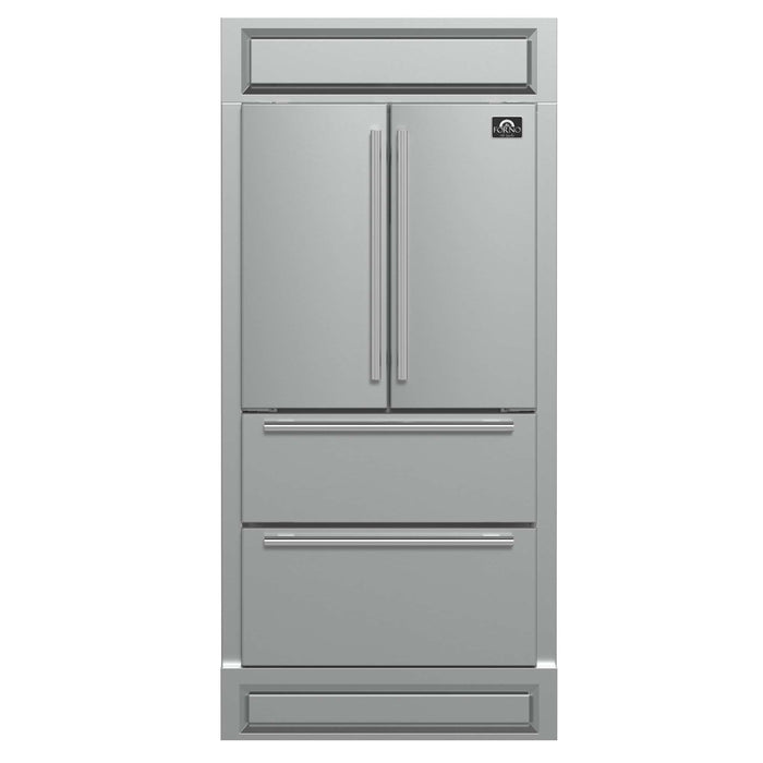 Forno Moena 36" French Door 19.2 cu. ft Stainless Steel Refrigerator, with Modern Decorative Grill - 40" Wide FORNO
