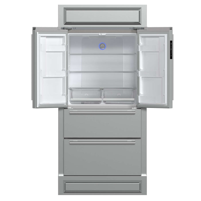 Forno Moena 36" French Door 19.2 cu. ft Stainless Steel Refrigerator, with Modern Decorative Grill - 40" Wide FORNO