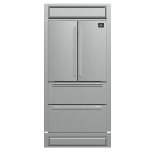Forno Moena 36" French Door 19.2 cu. ft Stainless Steel Refrigerator, with Modern Decorative Grill - 40" Wide FORNO