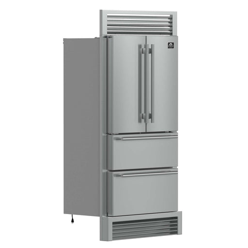 Forno Moena 36" French Door 19.2 cu. ft Stainless Steel Refrigerator, with Decorative Grill - 40" Wide FORNO