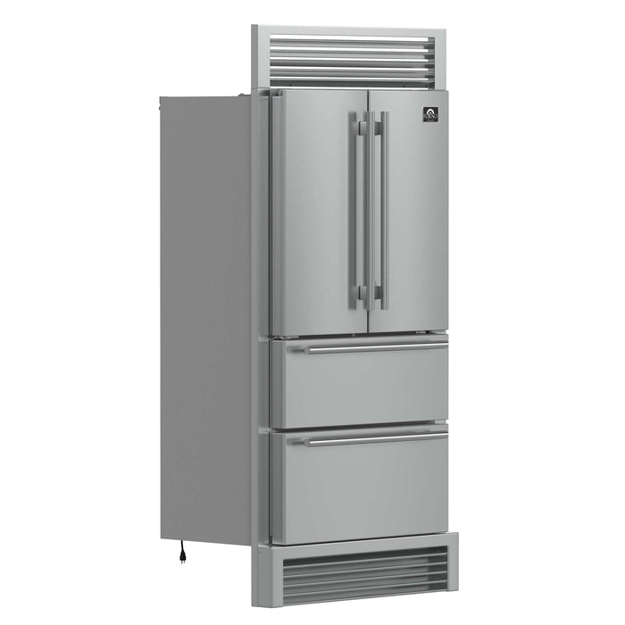Forno Moena 36" French Door 19.2 cu. ft Stainless Steel Refrigerator, with Decorative Grill - 40" Wide FORNO