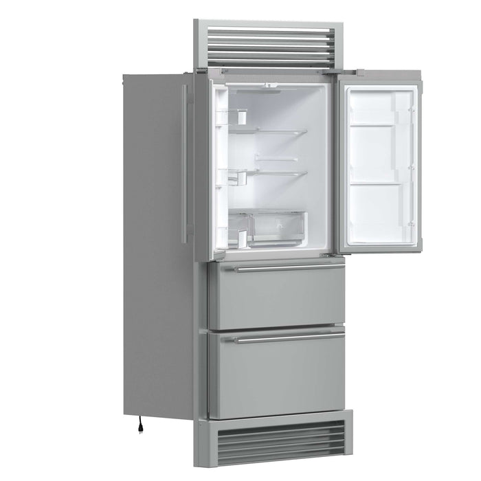 Forno Moena 36" French Door 19.2 cu. ft Stainless Steel Refrigerator, with Decorative Grill - 40" Wide FORNO