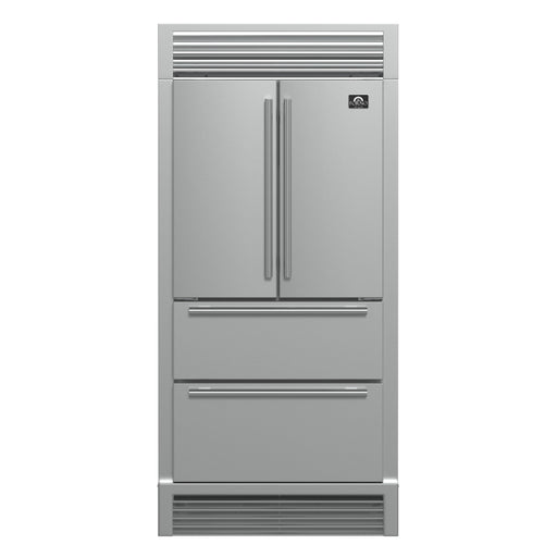Forno Moena 36" French Door 19.2 cu. ft Stainless Steel Refrigerator, with Decorative Grill - 40" Wide FORNO