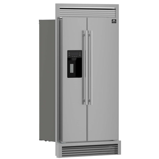 Forno Salerno 36" Built-in Stainless-Steel Refrigerator 20 cu. ft with Decorative Grill - 40 " Wide FORNO