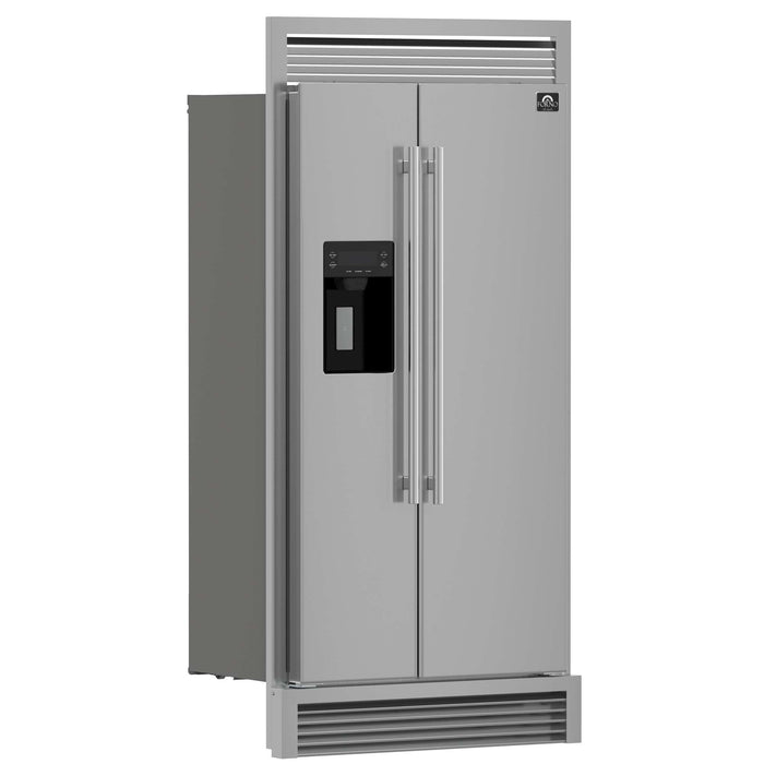 Forno Salerno 36" Built-in Stainless-Steel Refrigerator 20 cu. ft with Decorative Grill - 40 " Wide FORNO
