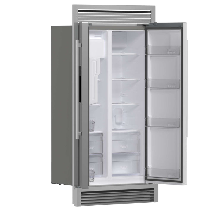 Forno Salerno 36" Built-in Stainless-Steel Refrigerator 20 cu. ft with Decorative Grill - 40 " Wide FORNO