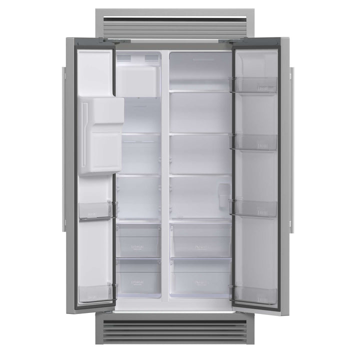 Forno Salerno 36" Built-in Stainless-Steel Refrigerator 20 cu. ft with Decorative Grill - 40 " Wide FORNO
