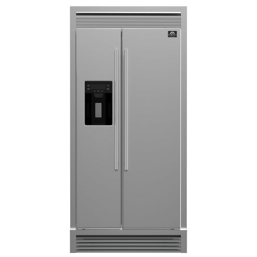 Forno Salerno 36" Built-in Stainless-Steel Refrigerator 20 cu. ft with Decorative Grill - 40 " Wide FORNO