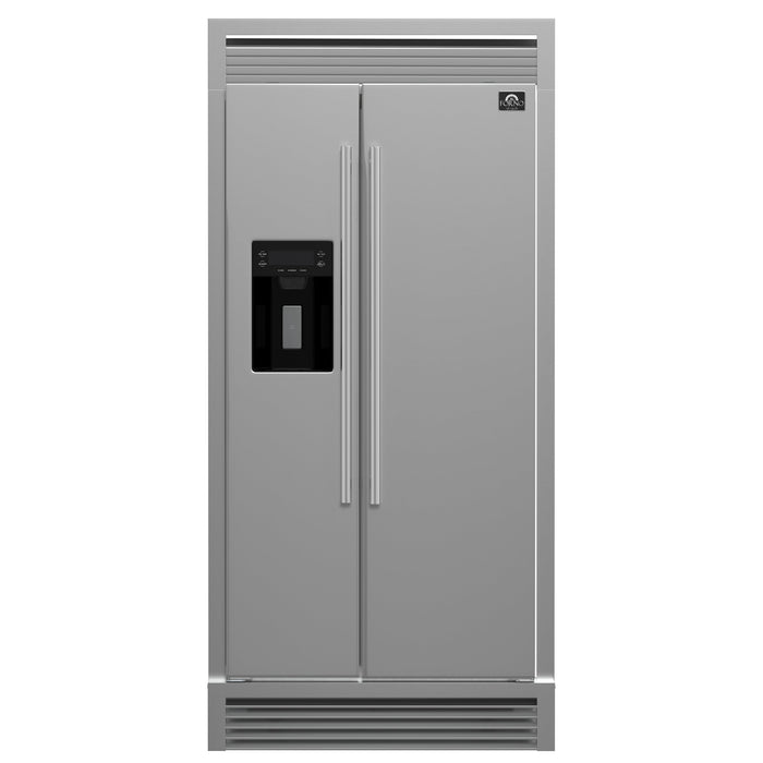 Forno Salerno 36" Built-in Stainless-Steel Refrigerator 20 cu. ft with Decorative Grill - 40 " Wide FORNO