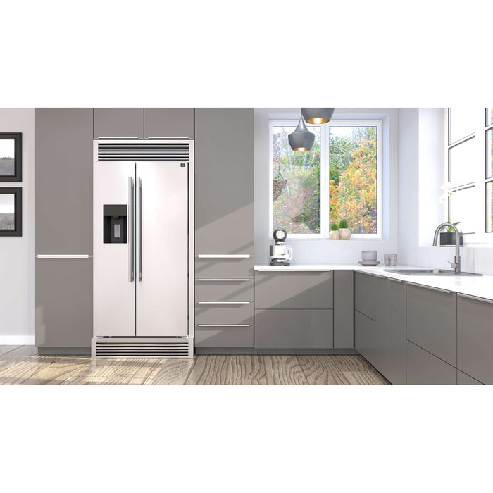 Forno Salerno 36" Built-in Stainless-Steel Refrigerator 20 cu. ft with Modern Decorative Grill - 40" Wide FORNO