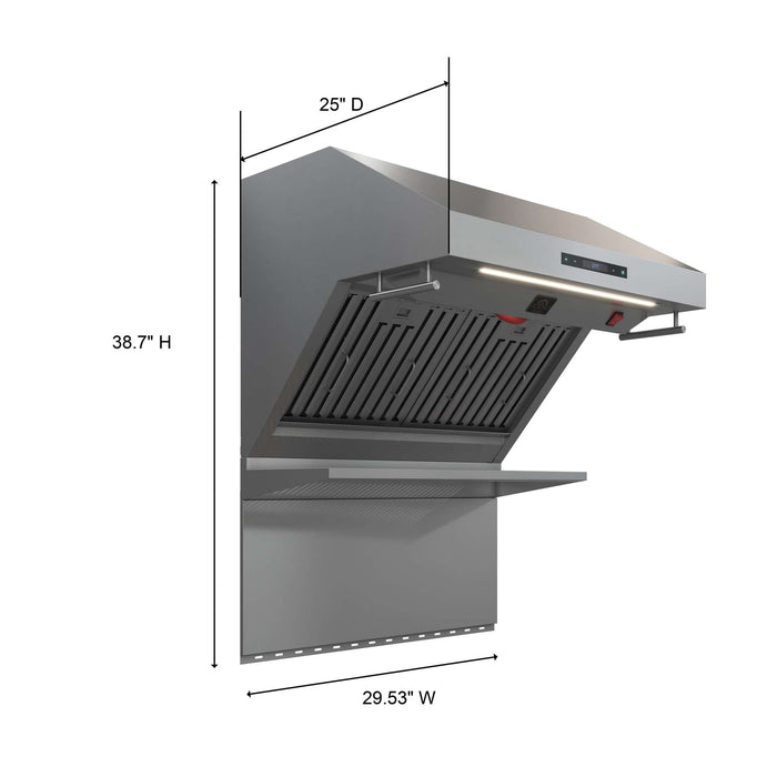 Forno Savona - 30" Wall Mount Range Hood Baffle Filter & Back Splash FORNO