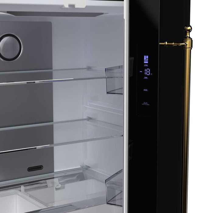 Forno Luigi 18 cu.ft. French Door Refrigerator Black, Antique Brass Handles FORNO