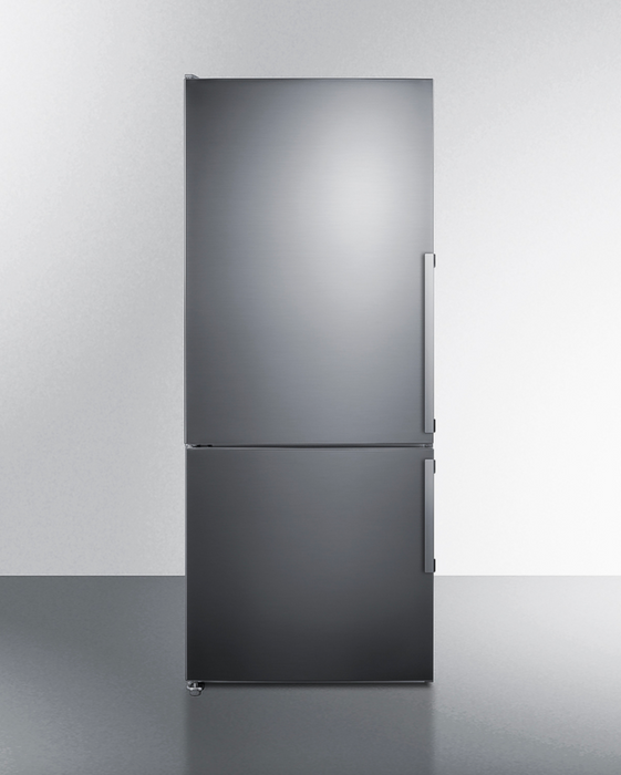 Summit Appliance 28" Wide Bottom Freezer Refrigerator With Steel Handles - Stainless Steel Summit Appliance