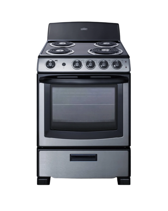 Summit 24" Wide Electric Coil Range Stainless Steel