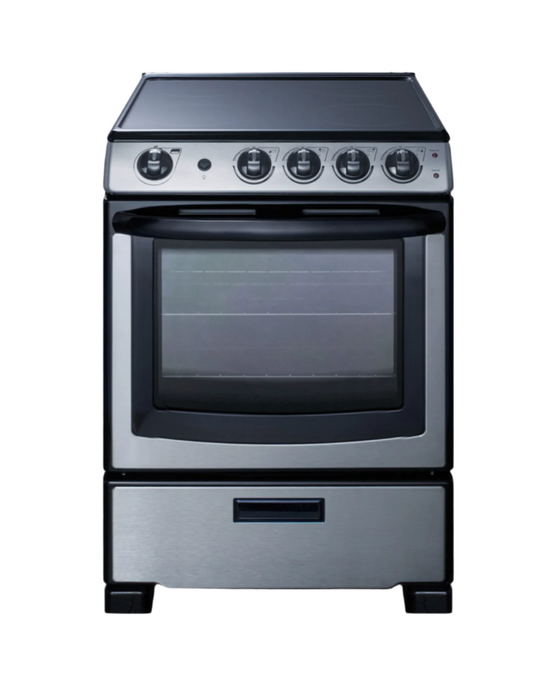 Summit 24" Wide Electric Smooth-Top Range Stainless Steel
