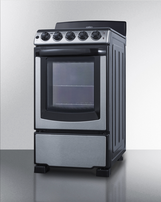 Summit 20" Wide Electric Smooth-Top Range Stainless Steel coil