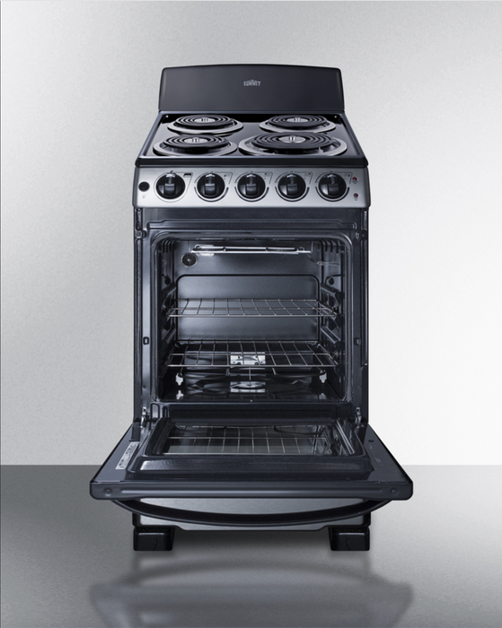 Summit 20" Wide Electric Smooth-Top Range Stainless Steel coil