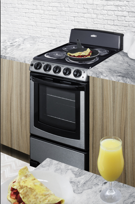 Summit 20" Wide Electric Smooth-Top Range Stainless Steel coil