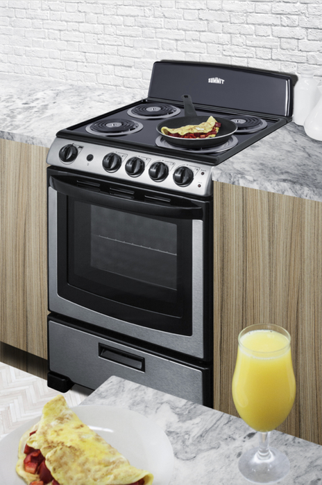 Summit 24" Wide Electric Coil Range Stainless Steel