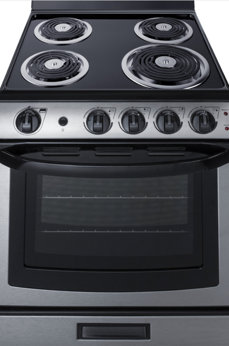 Summit 24" Wide Electric Coil Range Stainless Steel