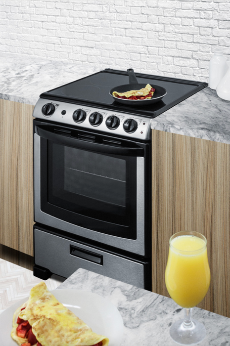 Summit 24" Wide Electric Smooth-Top Range Stainless Steel