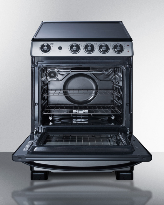 Summit 24" Wide Electric Smooth-Top Range Stainless Steel