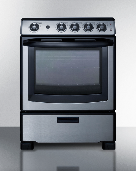 Summit 24" Wide Electric Smooth-Top Range Stainless Steel