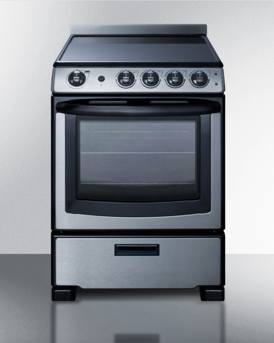 Summit 24" Wide Electric Smooth-Top Range Stainless Steel