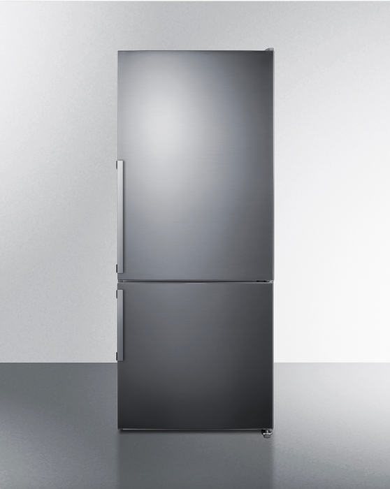 Summit Appliance 28" Wide Bottom Freezer Refrigerator With Steel Handles - Stainless Steel Summit Appliance