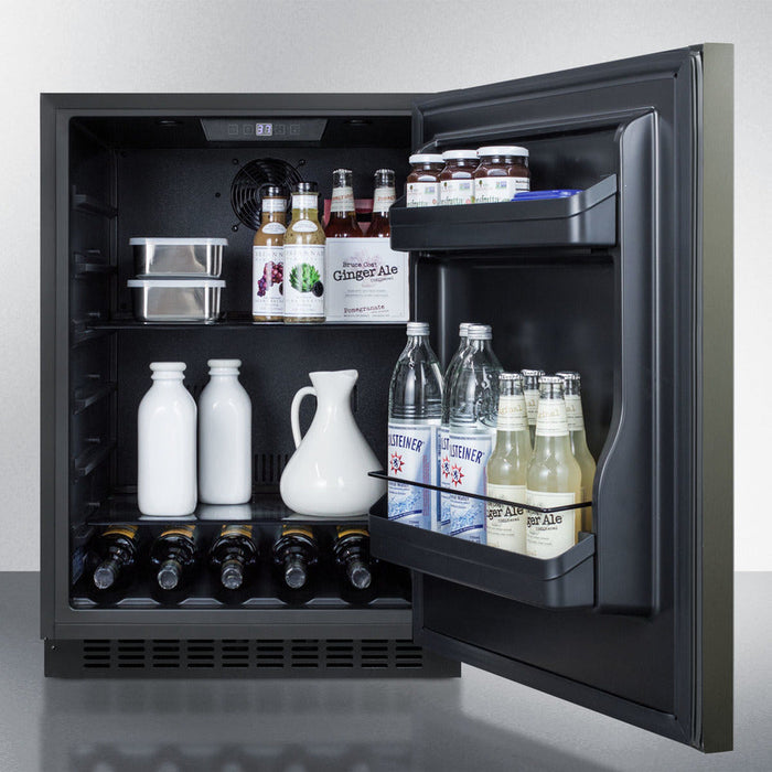Summit 24" Wide Built-In All-Refrigerator, ADA Compliant - Left Hand Door Swing (Black Stainless Steel) Summit Appliance
