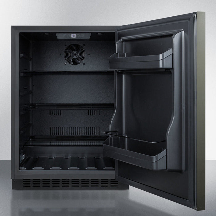 Summit 24" Wide Built-In All-Refrigerator, ADA Compliant - Left Hand Door Swing (Black Stainless Steel) Summit Appliance