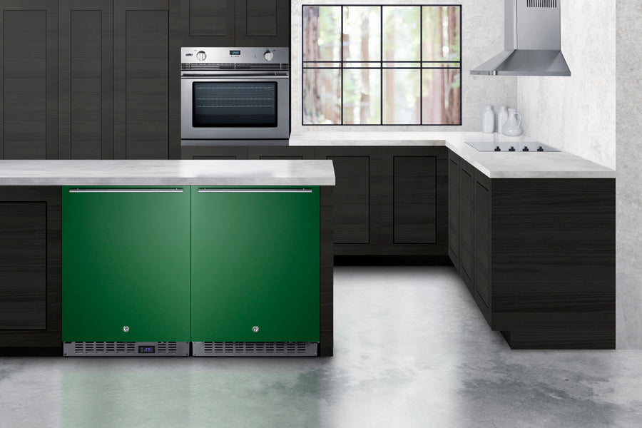 Summit 24" Wide Built-In All-Refrigerator, ADA Compliant - Left Hand Swing (Green) Summit Appliance