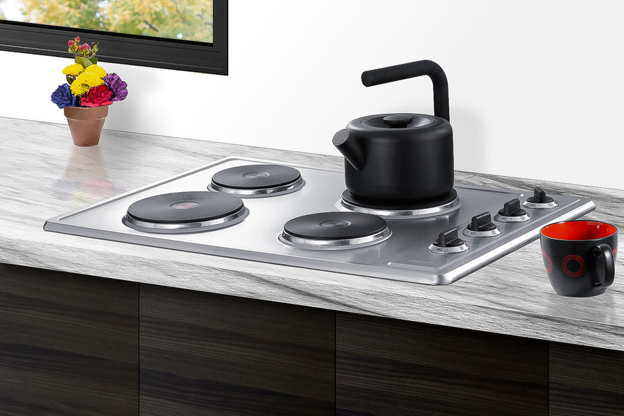 Summit 30" Wide 208/240V 4-Burner Solid Disk Cooktop Summit Appliance