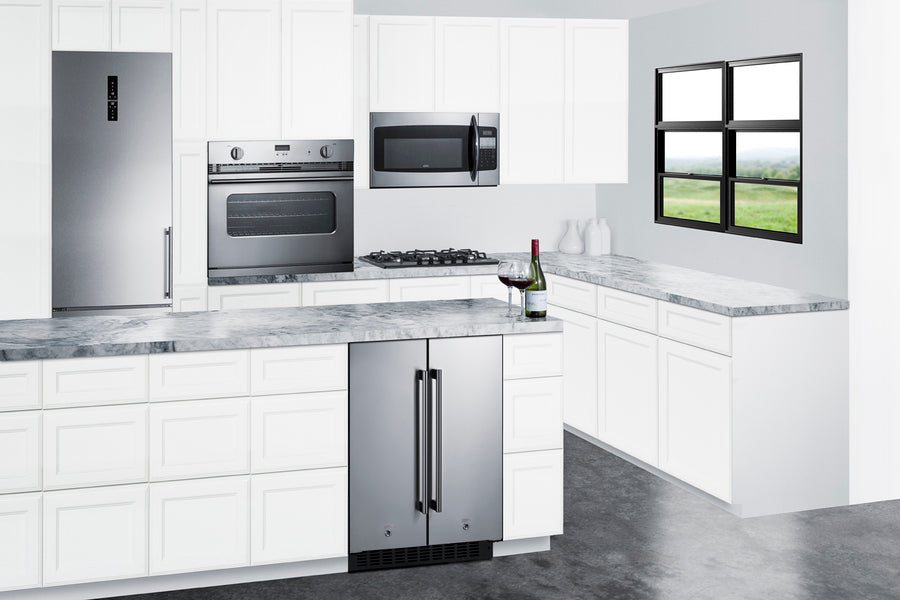 Summit 24" Wide Built-In Refrigerator-Freezer - stainless steel and Black Summit Appliance